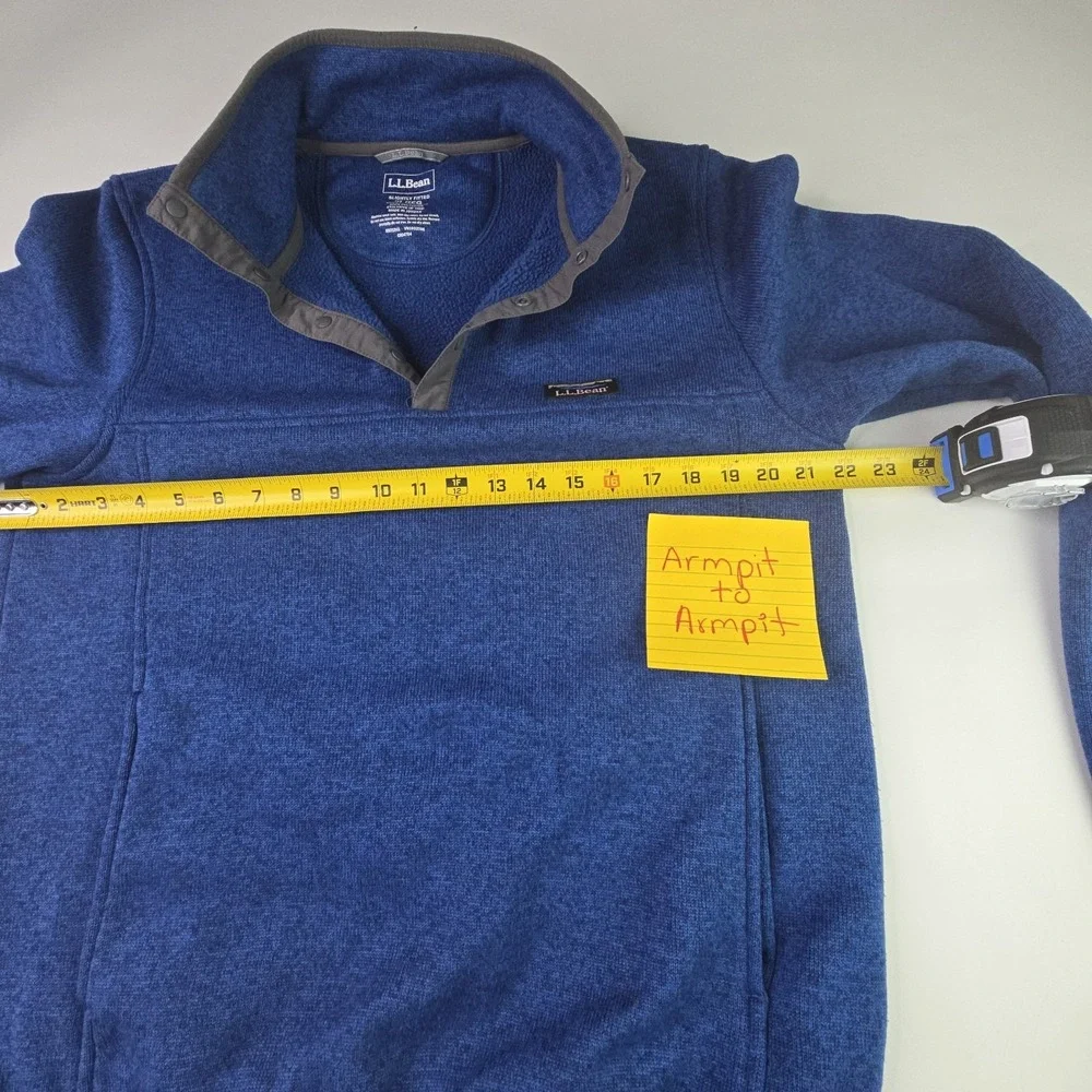 LL Bean Mens‎ Medium Quarter Snap Sweater Pullover Fleece Slightly Fitted Blue